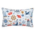 thumbnail image 1 of Goofa Watercolor Nautical Print Plush Throw Pillow Case, Soft Velvet with Hidden Zipper, Decorative Cushion Cover for Sofa, Bed, Car, and Home Décor-14"x20", 1 of 2