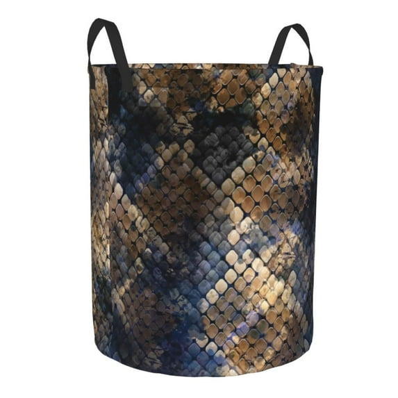 Goofa Watercolor Snake Skin Printed Circular Hamper,Laundry Basket with Handles,Storage Baskets Foldable,Large Capacity Laundry Hamper-