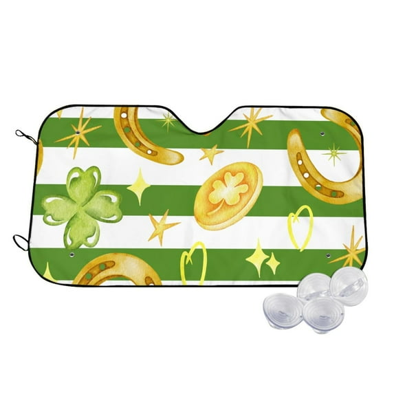 Goofa Watercolor St Patrick Day Printed Car Windshield Sunshade,Foldable Reflective Sun Visor,UV Protection Heat Blocker Sunshade,Car Cooling Accessory-Medium