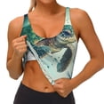thumbnail image 1 of Goofa Watercolor Turtle1 Printed Sports Bras for Women, High Impact Running Bra Workout Crop Tank Tops Longline Sports Bra Push up-, 1 of 9