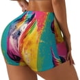 thumbnail image 1 of Goofa Watercolor White Horse Printed Workout Shorts Women Seamless Scrunch Butt Lifting High Waisted Gym Booty Shorts Elastic Workout Shorts-X-Large, 1 of 8