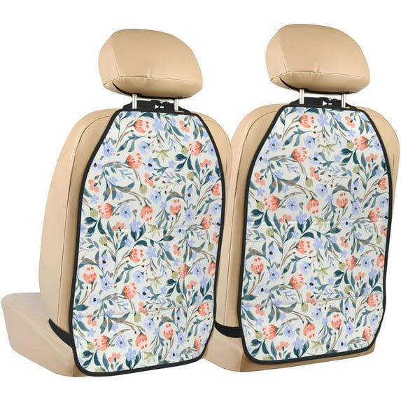 Goofa Watercolor Wildflowers 1 Pattern Car Back Seat Protector for Kids (2 Pack) ,Anti-kick Storage Mat for Car Seats,Shields from Footprints