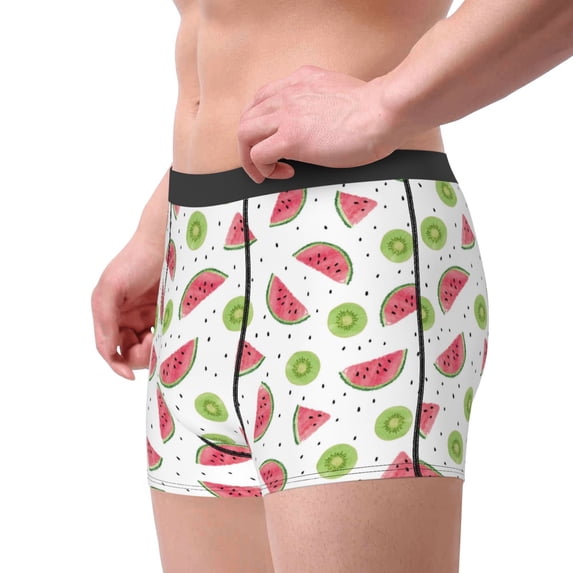 Goofa Watermelon And Kiwi Printed Men's Boxer Briefs Underwear, Moisture-Wicking Underwear, Trunk,Soft and Breathable Cotton Underwear-Medium