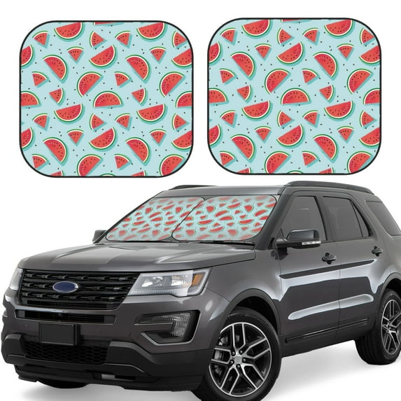 Goofa Watermelon Pattern 2 Piece Car Windshield Sun Shade Foldable | Front Windshield Shade for Sun, Heat and UV Rays | Sunshade for Car Front Window-