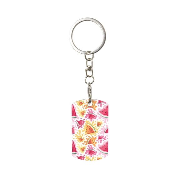 Goofa Watermelon Printed Rectangular Metal Keychain Bag Charm Floral Charm for Purse Keys Metal Keyring Gift for Women Accessories
