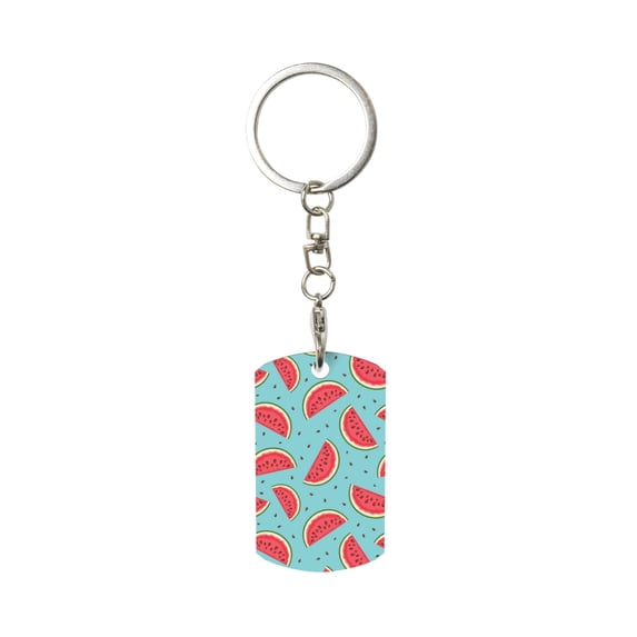 Goofa Watermelon Printed Rectangular Metal Keychain Bag Charm Floral Charm for Purse Keys Metal Keyring Gift for Women Accessories