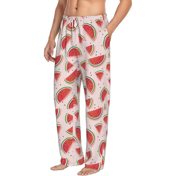 Goofa Watermelon Printed Soft Pajama Pants for Men, Wide Leg Comfy Casual Lounge Yoga Pants-Small
