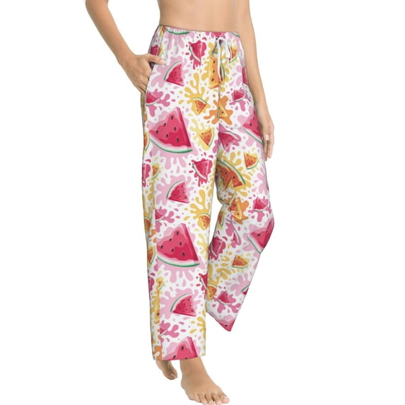 Goofa Watermelon Printed Soft Pajama Pants for Women, Wide Leg Comfy Casual Lounge Yoga Pants-XX-Large