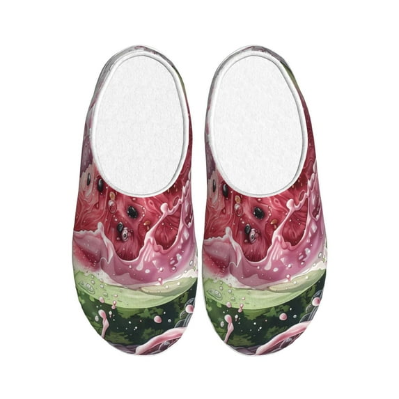 Goofa Watermelon Splash Realism Art Print Womens Mens Cotton Lightweight House Slippers , Washable Home Slippers,Indoor Comfy Bedroom Cozy Slippers-42/43