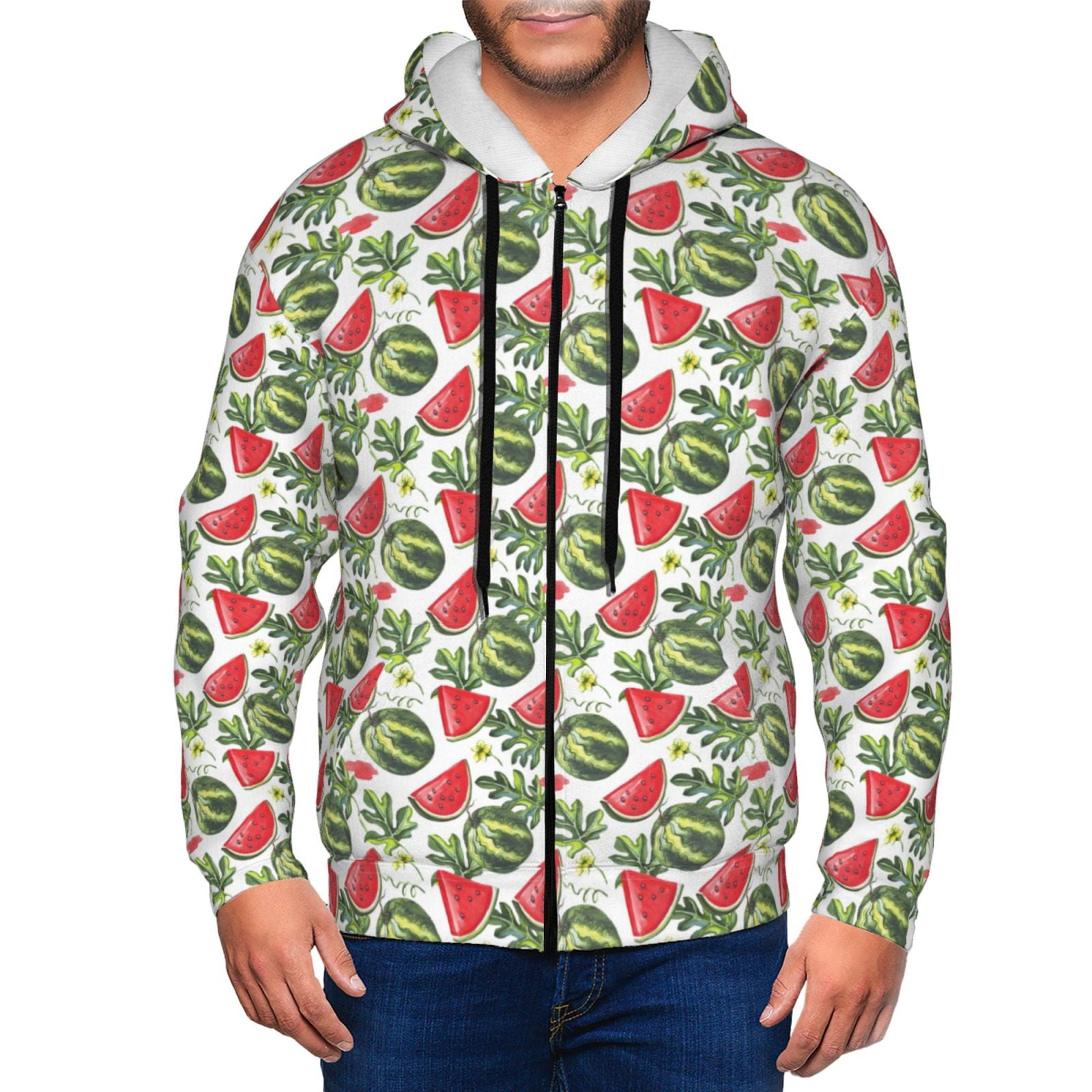 Watermelon Pineapple Piece White Pattern Print Women Men Pullover Hoodie