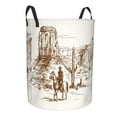 thumbnail image 1 of Goofa Western Desert Cowboys Printed Circular Hamper,Laundry Basket with Handles,Storage Baskets Foldable,Large Capacity Laundry Hamper-Medium, 1 of 8