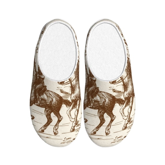 Goofa Western Desert Cowboys1 Print Womens Mens Cotton Lightweight House Slippers , Washable Home Slippers,Indoor Comfy Bedroom Cozy Slippers-35/36
