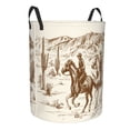 thumbnail image 1 of Goofa Western Desert Cowboys1 Printed Circular Hamper,Laundry Basket with Handles,Storage Baskets Foldable,Large Capacity Laundry Hamper-Small, 1 of 8