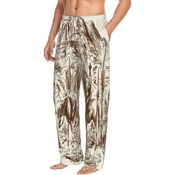 Goofa Western Desert Cowboys2 Printed Soft Pajama Pants for Men, Wide Leg Comfy Casual Lounge Yoga Pants-XX-Large