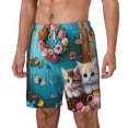 thumbnail image 1 of Goofa Whimsical Cats and Flowers Scene Printed Men's Swim Trunks Board Shorts Quick Dry Mens Swimming Trunks with Compression Liner,Breathable Fit Hawaii Beach Shorts-3X-Large, 1 of 9