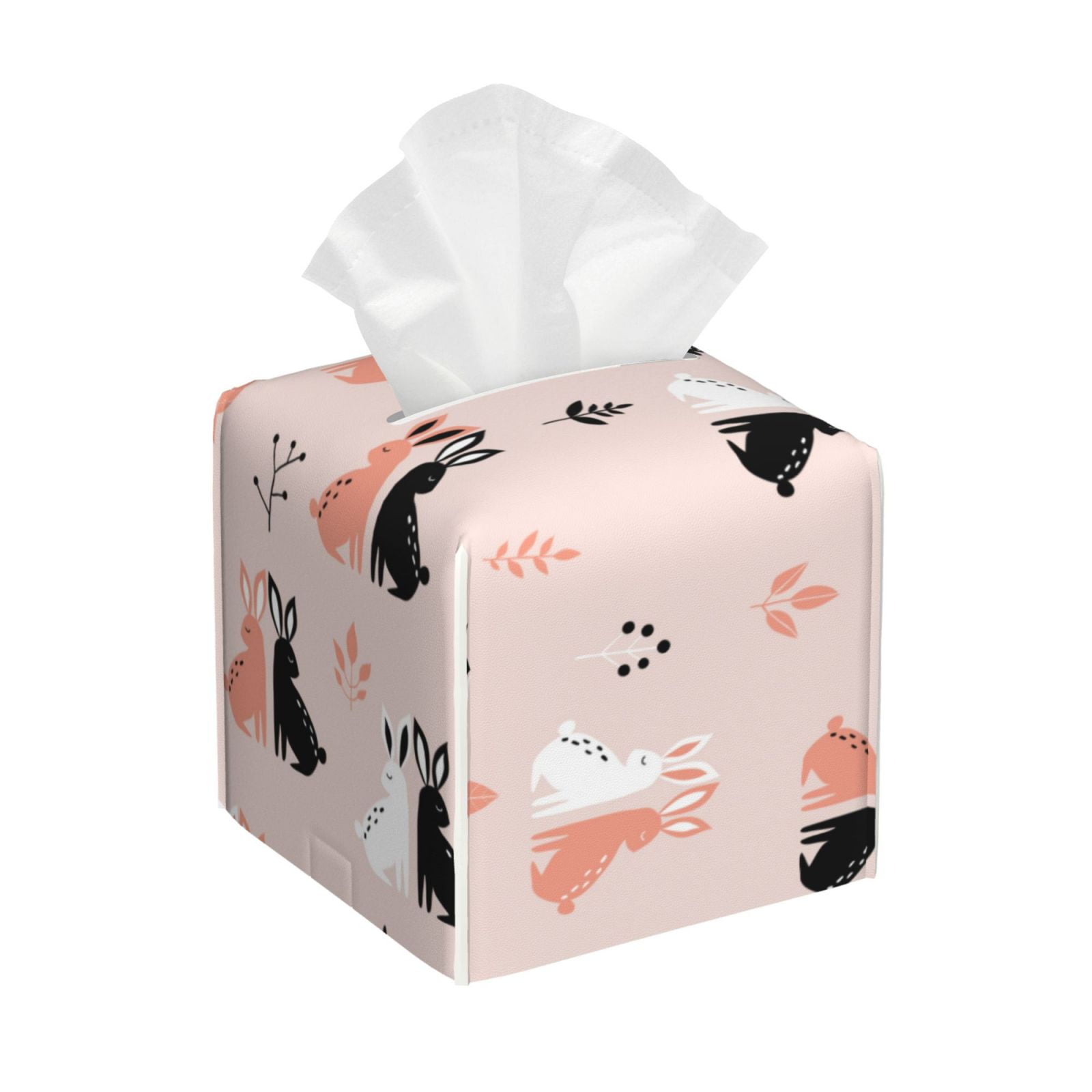 Goofa White And Black Rabbit Tissue Box Cover PVC Leather Tissue Holder ...