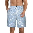 thumbnail image 1 of Goofa White Bule Glitter Printed Mens Swim Trunks Summer Quick Dry Short Beach Swimwear Bathing Suits-Medium, 1 of 9