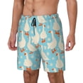 thumbnail image 1 of Goofa White Geese and Flower Printed Men's Swim Trunks Board Shorts Quick Dry Mens Swimming Trunks with Compression Liner,Breathable Fit Hawaii Beach Shorts-Small, 1 of 9