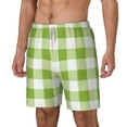 thumbnail image 1 of Goofa White Green Plaid Printed Men's Swim Trunks Board Shorts Quick Dry Mens Swimming Trunks with Compression Liner,Breathable Fit Hawaii Beach Shorts-X-Large, 1 of 9