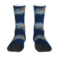 thumbnail image 1 of Goofa White Jellyfish Dansing in the Ocean Printed Men's Crew Socks, Soft Durable Breathable Moisture-Wicking with Odor Control Cotton socks, 1 of 9
