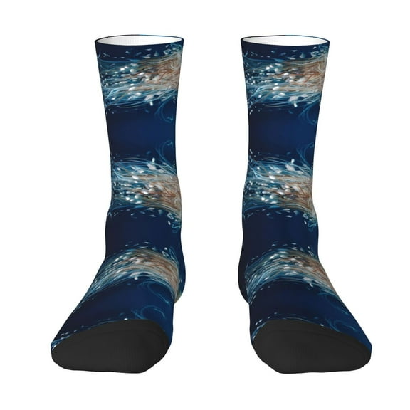 Goofa White Jellyfish Dansing in the Ocean Printed Men's Crew Socks, Soft Durable Breathable Moisture-Wicking with Odor Control Cotton socks