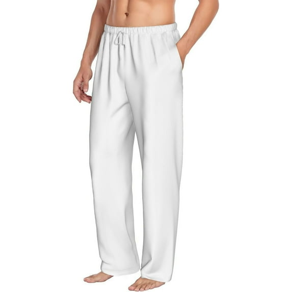 Goofa White Printed Soft Pajama Pants for Men, Wide Leg Comfy Casual Lounge Yoga Pants-X-Large