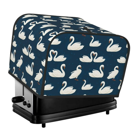 Goofa White Swam Print Toaster Cover 4 Slice, Four Slice Bread Machine Cover Quilted Toaster Covers Bread Maker Cover Kitchen Appliance Cover