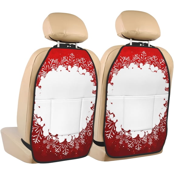 Goofa Winter Christmas Snowflake Pattern Car Back Seat Protector for Kids (2 Pack) ,Anti-kick Storage Mat for Car Seats,Shields from Footprints
