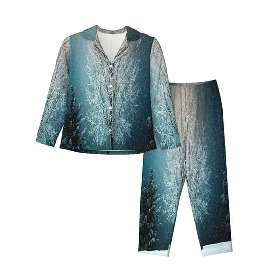 Goofa Winter Rabbit Printed Women’s 2 Piece Pajama Set Super,Pajamas Women's Long Sleeve Sleepwear Soft Button Down Loungewear Pjs Lounge Set Nightwear-X-Large