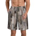 thumbnail image 1 of Goofa Wooden Texture Printed Mens Swim Trunks Summer Quick Dry Short Beach Swimwear Bathing Suits-Medium, 1 of 9