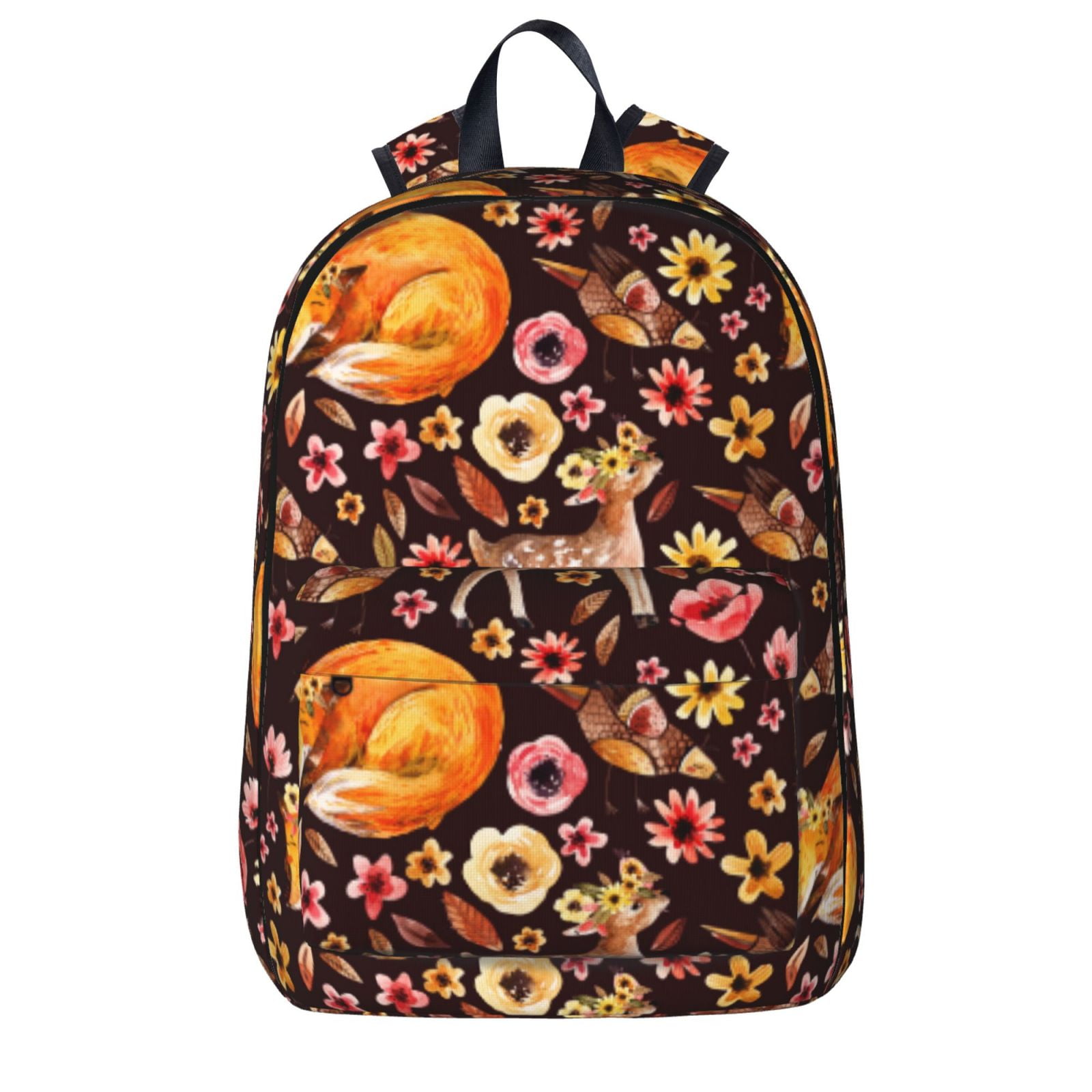 Goofa Woodland Creatures Floral Printed Backpack,Laptop Backpack