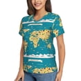 thumbnail image 1 of Goofa World Map With Landmarks Pattern Women's Slim-Fit Short-Sleeve V-Neck T-Shirt,Classic-Fit Short-Sleeve V-Neck T-Shirt-3X-Large, 1 of 5