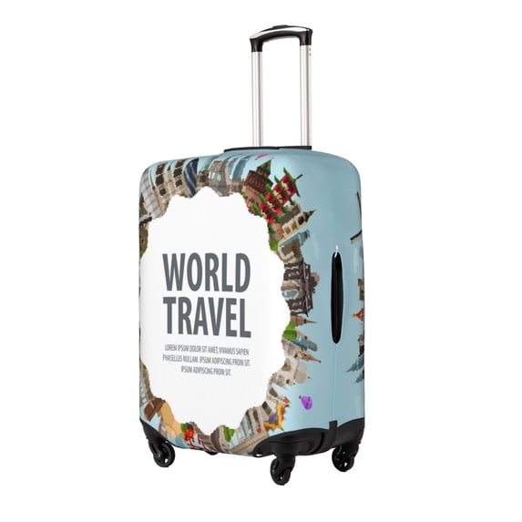 Goofa World Travel Pattern Luggage Covers For Suitcase,Suitcase Cover Protector Fit 18-32 Inch Luggage-Small