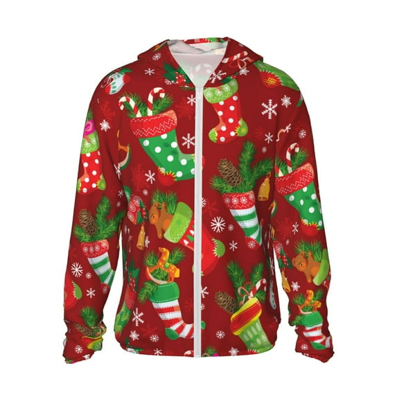 Goofa X-mas and New Year Printed Women's UPF 50+ Sun Protection Hoodie Jacket Lightweight Long Sleeve Sun Shirt for Women with Pocket Hiking Outdoor-