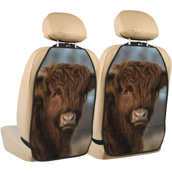 Goofa Yak Pattern Car Back Seat Protector for Kids (2 Pack) ,Anti-kick Storage Mat for Car Seats,Shields from Footprints
