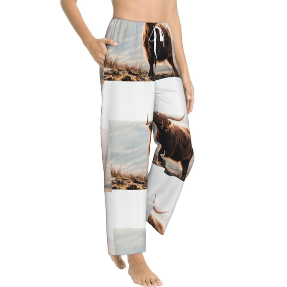 Goofa Yak Printed Soft Pajama Pants for Women, Wide Leg Comfy Casual Lounge Yoga Pants-XX-Large