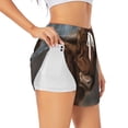 thumbnail image 1 of Goofa Yak Printed Women 2 in 1 Running Shorts,Quick Dry Athletic Workout Shorts,High Waisted Athletic Shorts with Liner Pockets-Large, 1 of 9
