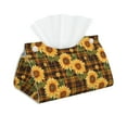 thumbnail image 1 of Goofa Yellow Black Plaid Sunflower Pattern Triangle Square Tissue Box Cover, Modern PVC Leathe Facial Paper Holder,Decorative Holder/Organizer for Bathroom Vanity Countertop, 1 of 9