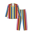thumbnail image 1 of Goofa Yellow Blue Mexican Blanket Stripes for 2-piece Loungewear Set Men’s Sleepwear Set Soft PJs Cozy loungewear Comfy Sleep Set Winter Pajamas-Small, 1 of 7