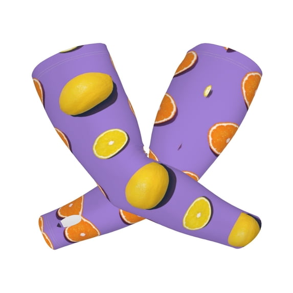 Goofa Yellow Lemon And Orange Pattern UV Sun Protection Arm Sleeves, UPF 50 Sports Cooling Arm Compression Sleeves for Men Women Teenager