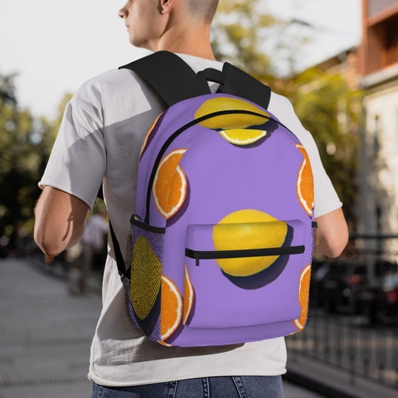 Goofa Yellow Lemon And Orange Print Casual Backpack for Women Men,Waterproof High School Bookbag,Lightweight Travel Daypack,Classic College Backpack,Laptob Backpack