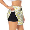 thumbnail image 1 of Goofa Yellow Lemon Leaves Printed Women 2 in 1 Running Shorts,Quick Dry Athletic Workout Shorts,High Waisted Athletic Shorts with Liner Pockets-, 1 of 9