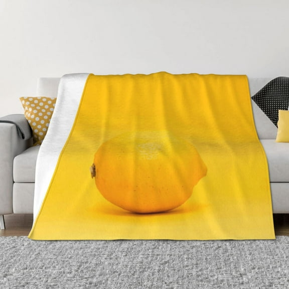 Goofa Yellow Lemon Pattern Fleece Throw Blanket for Couch, Soft Checkered Flannel Blanket for Sofa, Warm Cozy Decorative Blanket Fall Decor Gift-40"x30"
