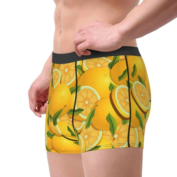 Goofa Yellow Limes Printed Men's Boxer Briefs Underwear, Moisture-Wicking Underwear, Trunk,Soft and Breathable Cotton Underwear-