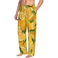 thumbnail image 1 of Goofa Yellow Limes Printed Soft Pajama Pants for Men, Wide Leg Comfy Casual Lounge Yoga Pants-Small, 1 of 9