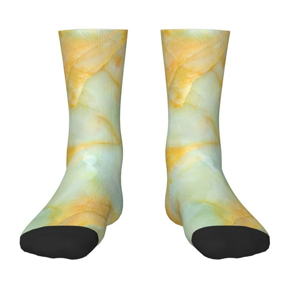 Goofa Yellow With Teal Marble Pattern Children's Crew Socks, Kids' Daily Wear and Sports Socks, Breathable Socks, Sports Socks, Moisture-Wicking Socks for Children