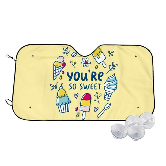 Goofa You are so Sweet Printed Car Windshield Sunshade,Foldable Reflective Sun Visor,UV Protection Heat Blocker Sunshade,Car Cooling Accessory-Medium