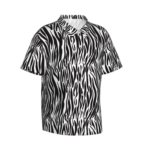 Goofa Zebra Hawaiian Shirt for Men, Unisex Summer Beach Casual Short Sleeve Button Down Shirts,Aloha Tropical Floral print shirt-Small
