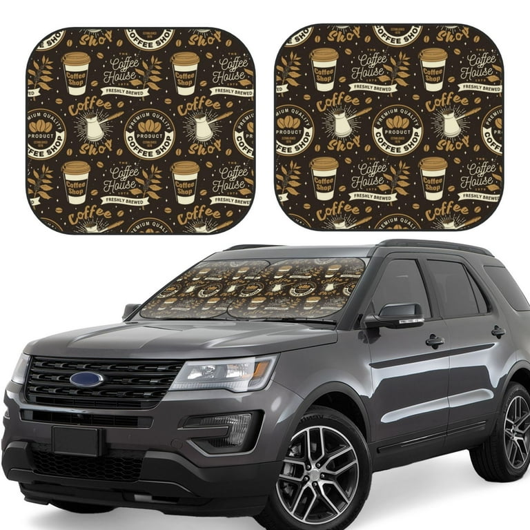 Goofa coffee shop house Pattern 2 Piece Car Windshield Sun Shade 