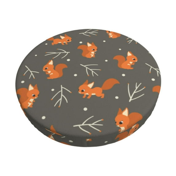 Goofa cute fall fox leaf Printed Stool Covers Round, Waterproof Round Bar Stool Covers Anti-Slip Round Bar Stool Seat Cover with Elastic Bands Durable-13 inch